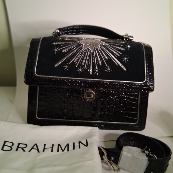 BRAHMIN Revel Collection Black Hallie Satchel Bag - Picture 4 of 10